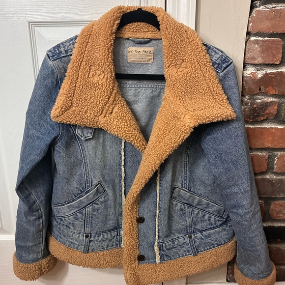 We The Free Rylee moto denim jacket with faux fur trim. - Picture 1 of 5